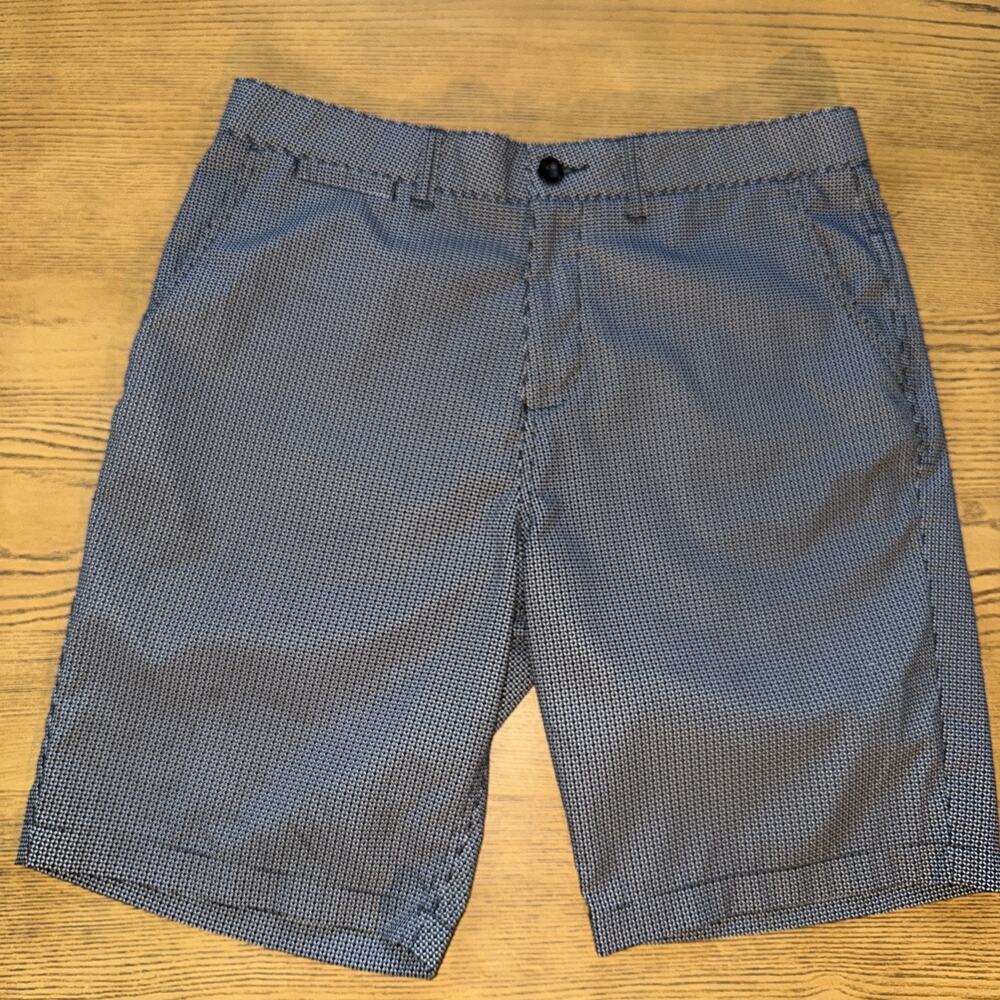 Johnnie-O Sz 32x8 Black Micro Print Performance Golf Shorts Mens Black Stretch